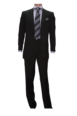 2pc 2button Basic Suit Only-Black and White Pin Stripe 2pcsuitonlyBlackandWhitePinStripe